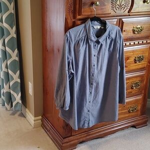 St. John's Bay Woman Button Down Ling Sleeve Denim Top Size 2X